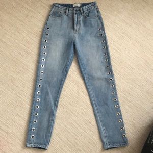 Grommet high rise jeans